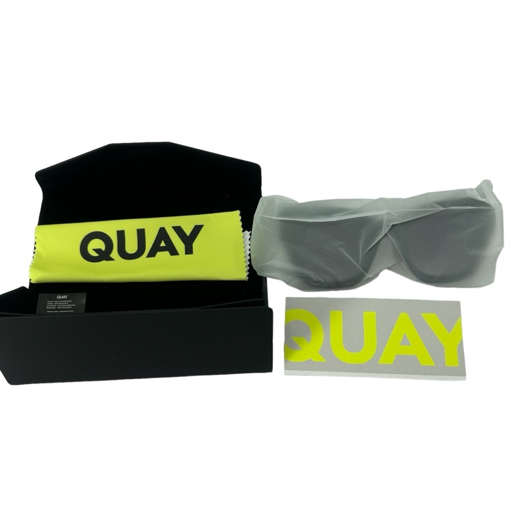 Quay By The Way Square Shaped Oversized Sunglasses Black Frame Smoke Lens - Picture 8 of 14
